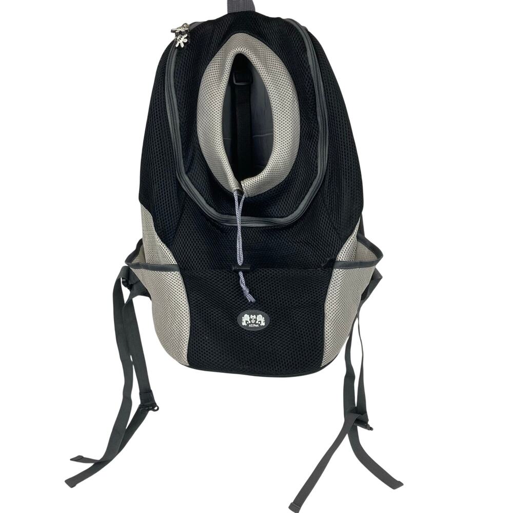 AGPET Small Dog Cat Pet Carrier Black Gray Breathable Backpack Travel Hiking